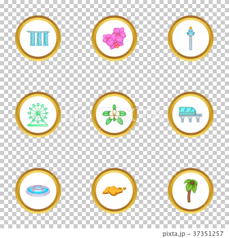 Singapore travel icons set, cartoon style 37351257