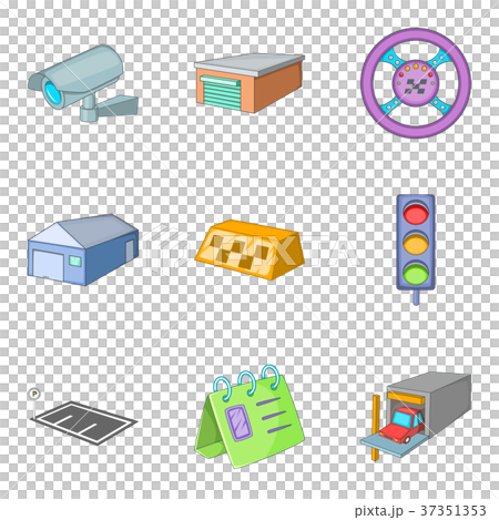 Garage shop icons set, cartoon style 37351353