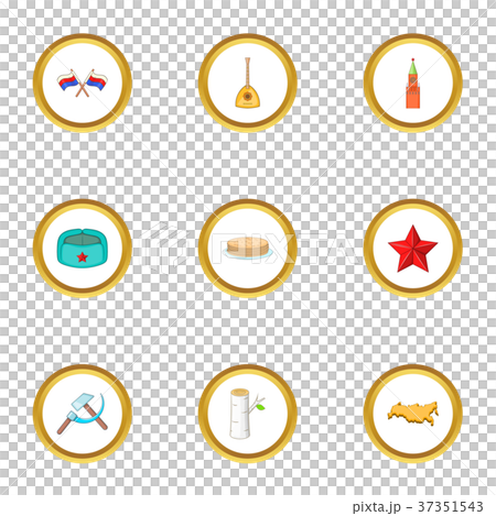 Russia sight icons set, cartoon style 37351543