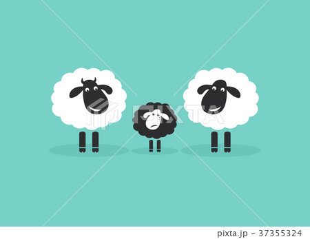 Vector of family sheep on blue background, Farm. 37355324