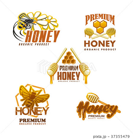 Honey bee premium organic product vector icons Honey bee premium organic product vector icons 37355479