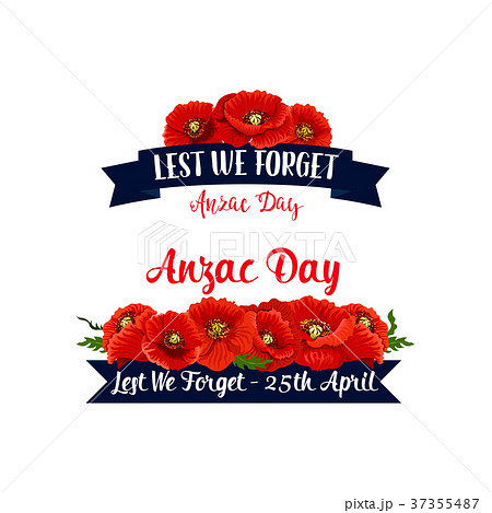 Anzac Day Lest We Forget red poppy vector ribbons 37355487