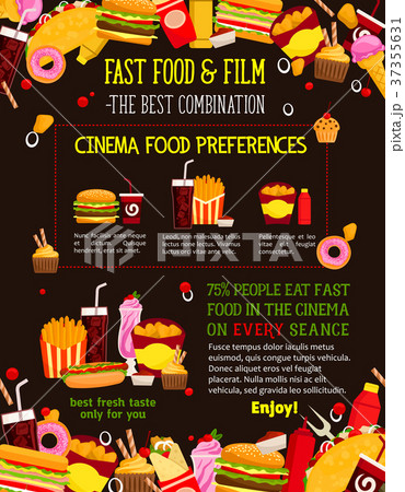Fast food cinema bistro menu vector poster Fast food cinema bistro menu vector poster 37355631