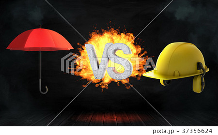 3d Rendering Of Large Letters Vs On Fire Standのイラスト素材