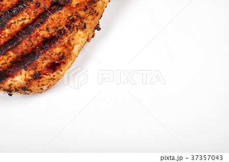 Chicken meat. Grilled fillet pieces isolated on Chicken meat. Grilled fillet pieces isolated on 37357043