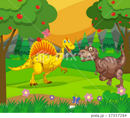 Spinosaurus and T-Rex in the field Spinosaurus and T-Rex in the field 37357284