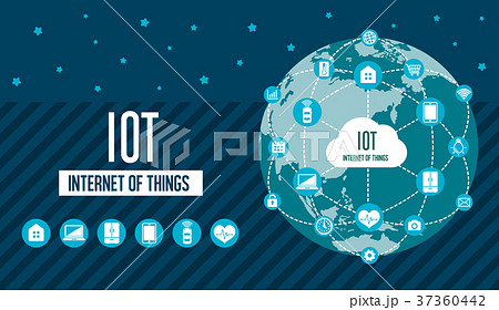 Iot Internet Of Things モノのインターネットイメージイラスト 地球 青のイラスト素材