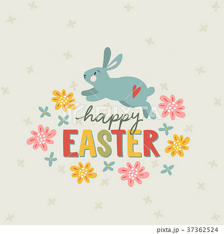 Happy Easter greeting card, invitation with hand 37362524