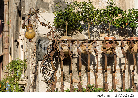 Typical Balcony - Taormina Town Sicily Italy Typical Balcony - Taormina Town Sicily Italy 37362525