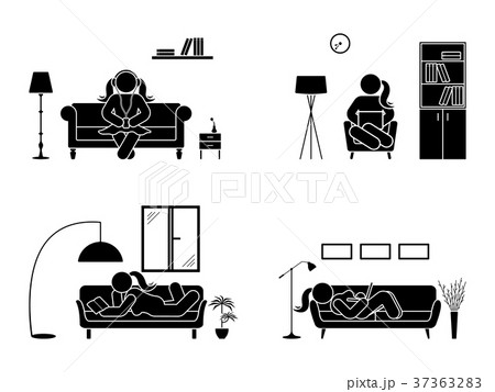 Stick figure resting at home position set 37363283