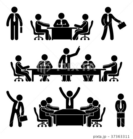 Stick Figure Business Meeting Setのイラスト素材