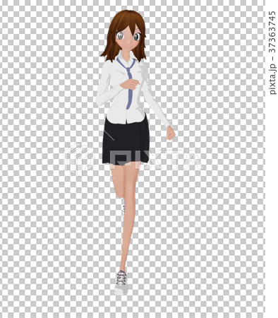 The female student who poses prtmong 2DCG illustration material 37363745