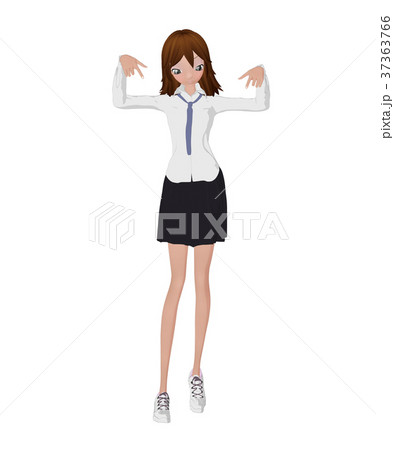 ポーズする女子学生 prtmong 2DCG イラスト素材 ポーズする女子学生 prtmong 2DCG イラスト素材 37363766