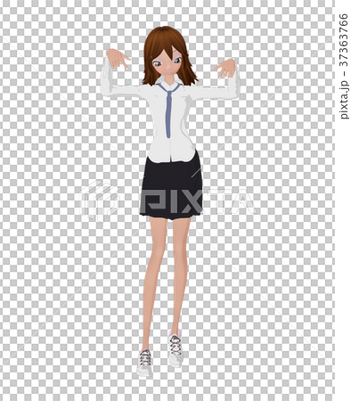 ポーズする女子学生 prtmong 2DCG イラスト素材 ポーズする女子学生 prtmong 2DCG イラスト素材 37363766