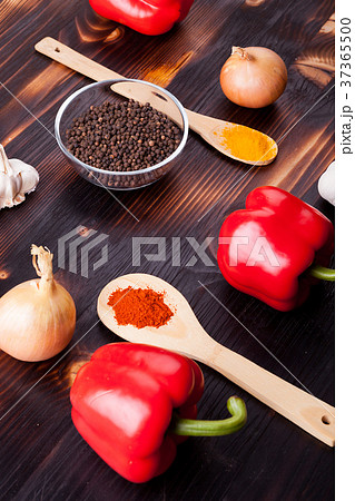 Fresh delicious vegetables and black pepper and 37365500