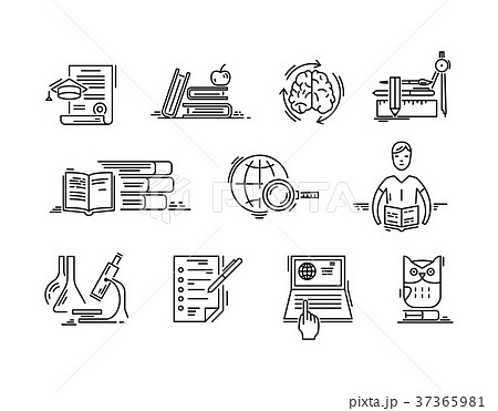 Line icons education science lessons study school. 37365981