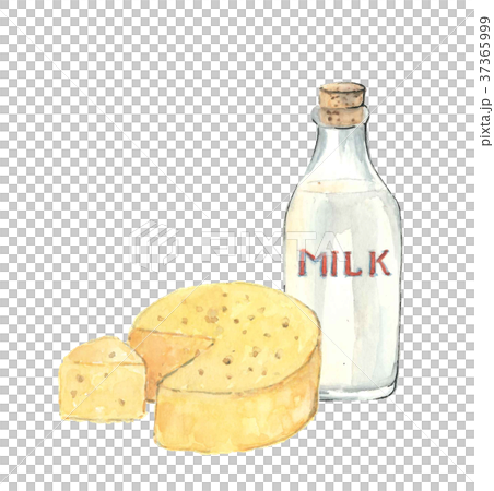 Milk and cheese set [Hand-painted watercolor] White background transparent background 37365999