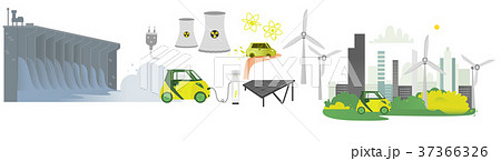 vector flat renewable, alternative energy icon set 37366326