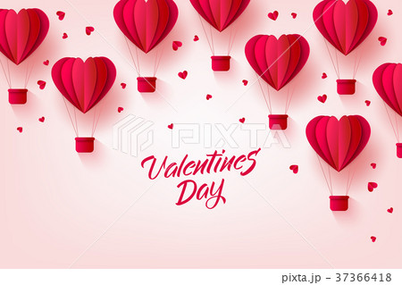 Vector happy valentines day hot air heart balloon Vector happy valentines day hot air heart balloon 37366418