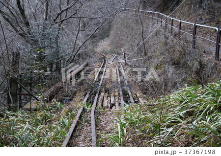 奥多摩の廃線跡の写真素材