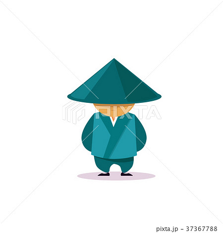 Asian Man Cartton Character Wearing Traditional 37367788