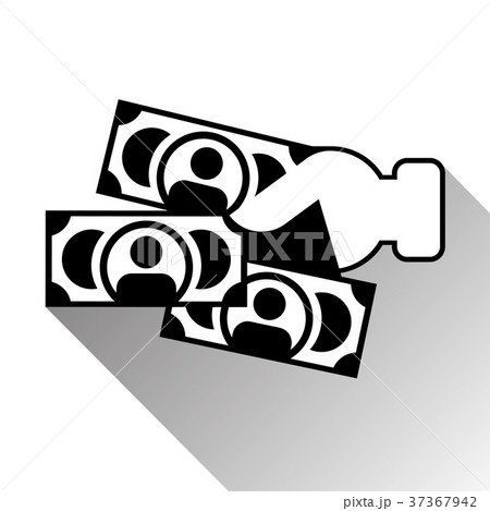 Hand Holding Money Banknotes Silhouette Black Icon 37367942