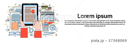 Tablet Finance Chart Business Man Hand Touch 37368069