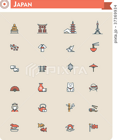 Japan travel icon set 37369934
