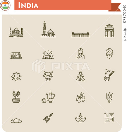 India travel icon set 37370040
