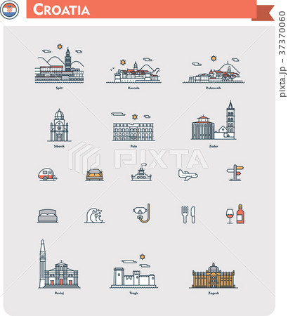 Croatia travel icon set Croatia travel icon set 37370060
