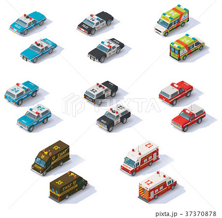 Vector isometric emergency services cars set 37370878