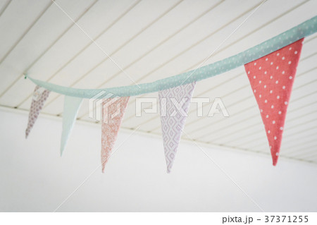 Colorful birthday flags in pastel colors 37371255