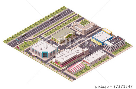 Vector isometric shopping district  37371547