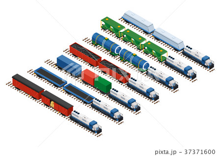 Isometric set of railway trains Isometric set of railway trains 37371600