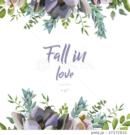 Vector floral card design: Succulent cactus plant  37372810