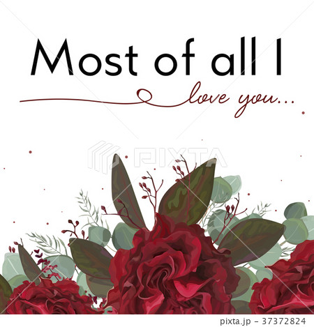 Vector floral card design: red burgundy roses 37372824