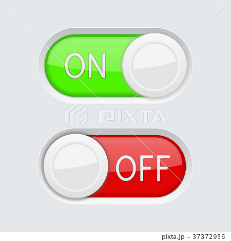 Toggle switch buttons. Green and red ON and OFF 37372956