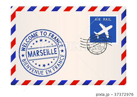 International Mail Envelope With Tourist Blueのイラスト素材