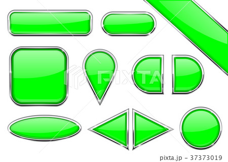 Set of green glass buttons with metal frameのイラスト素材 [37373019] - PIXTA