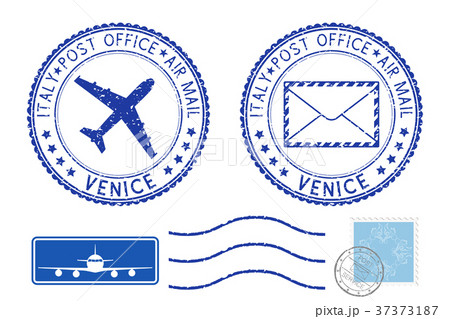 Postmarks VENICE and stamps. Blue postal elements 37373187