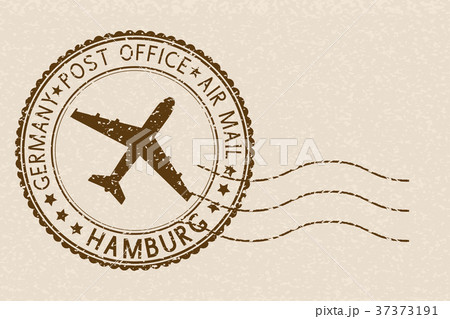 Postal stamp with Hamburg title. Round brown 37373191