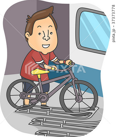 Man Bicycle Holder Train Illustration 37373778