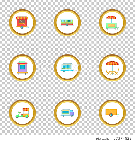 Market stall icons set, cartoon style Market stall icons set, cartoon style 37374822