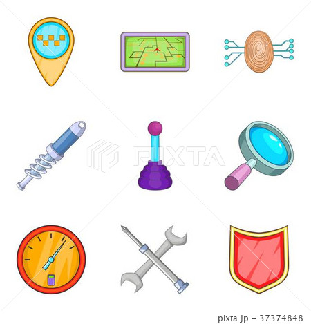 Delivery of spare parts icons set, cartoon style 37374848