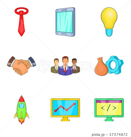 Rich company icons set, cartoon style 37374872