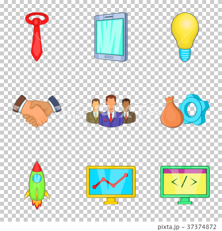 Rich company icons set, cartoon style 37374872