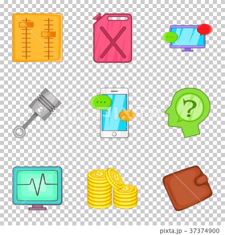 Aeroengine icons set, cartoon style 37374900