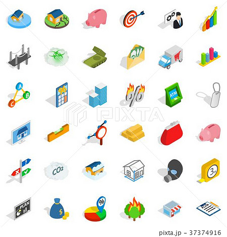 Write us icons set, isometric style 37374916