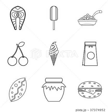 Food for work icons set, outline style 37374952
