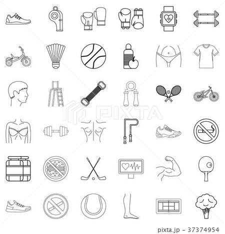 Diet icons set, outline style 37374954